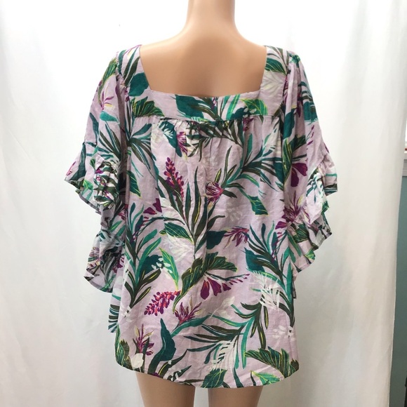 Terra & Sky Women's Plus Size Tropical Square Neck Peasant Top Size 4X - Picture 7 of 10